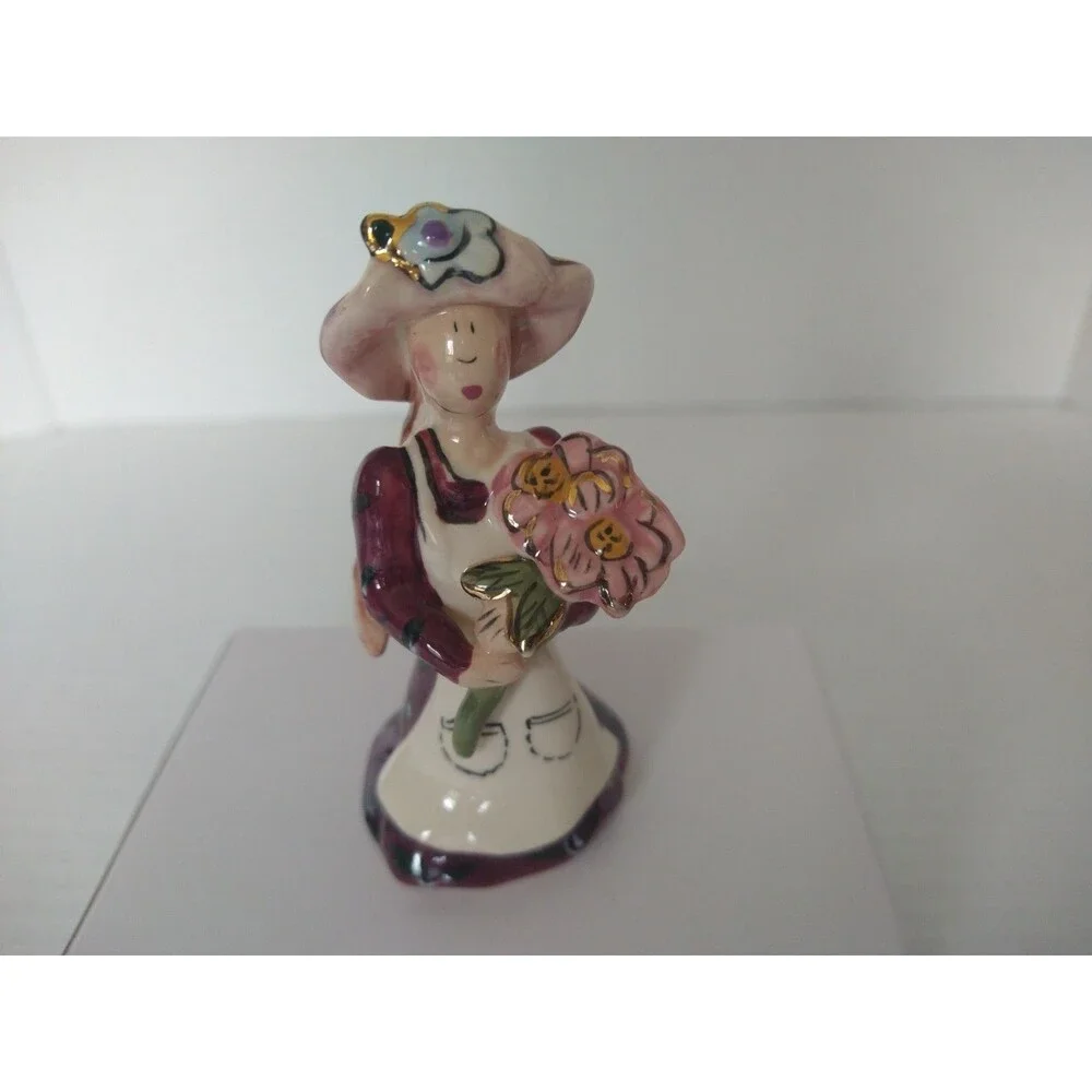 Vintage Blue Sky Ornament Flower Lady Heather Goldminc Christmas Figurine